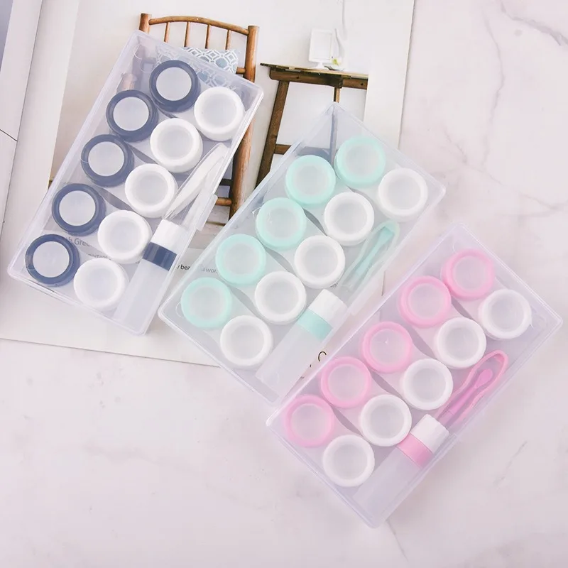 Compact Clear Contact Lens Storage Case with 10 Grids