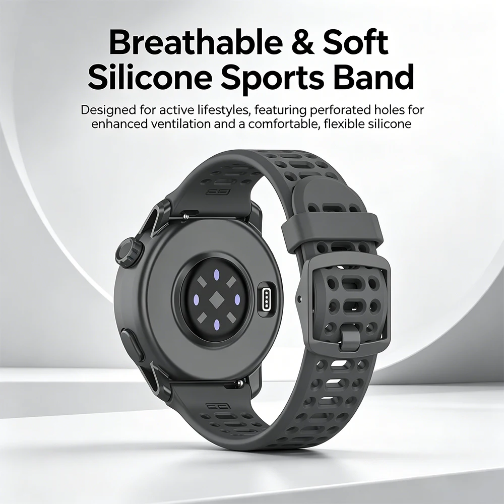 Breathable Silicone Wrist Strap for Smartwatches - Available in 20mm & 22mm Sizes
