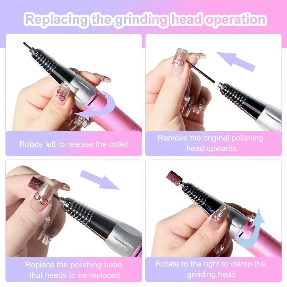 96W Rechargeable Nail LED UV Lamp And 35000RPM Nail Drill Machine with Diamonds Heart-Shaped Design for Manicure Polishing Dryer 4