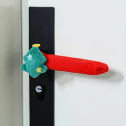 Festive Christmas Door Handle Covers with Bells - Soft Holiday Décor Accessories (Tree)