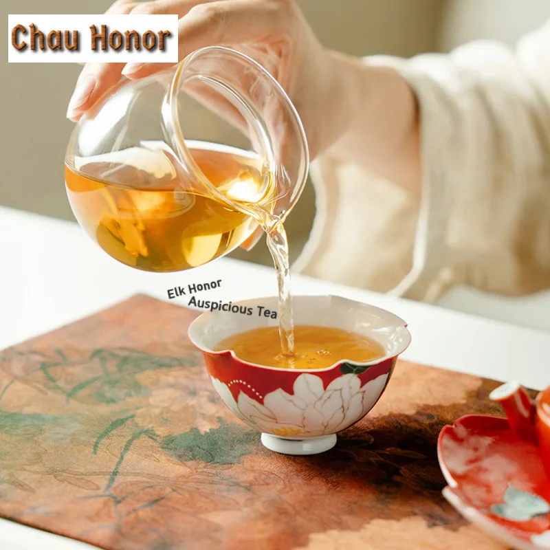 90ml Hand-painted Butterfly Peony Teacup Antique Tea Bowl Jug Tea-tasting Fragrance Cup Jianzhan Master Cups Teaware Craft Gift