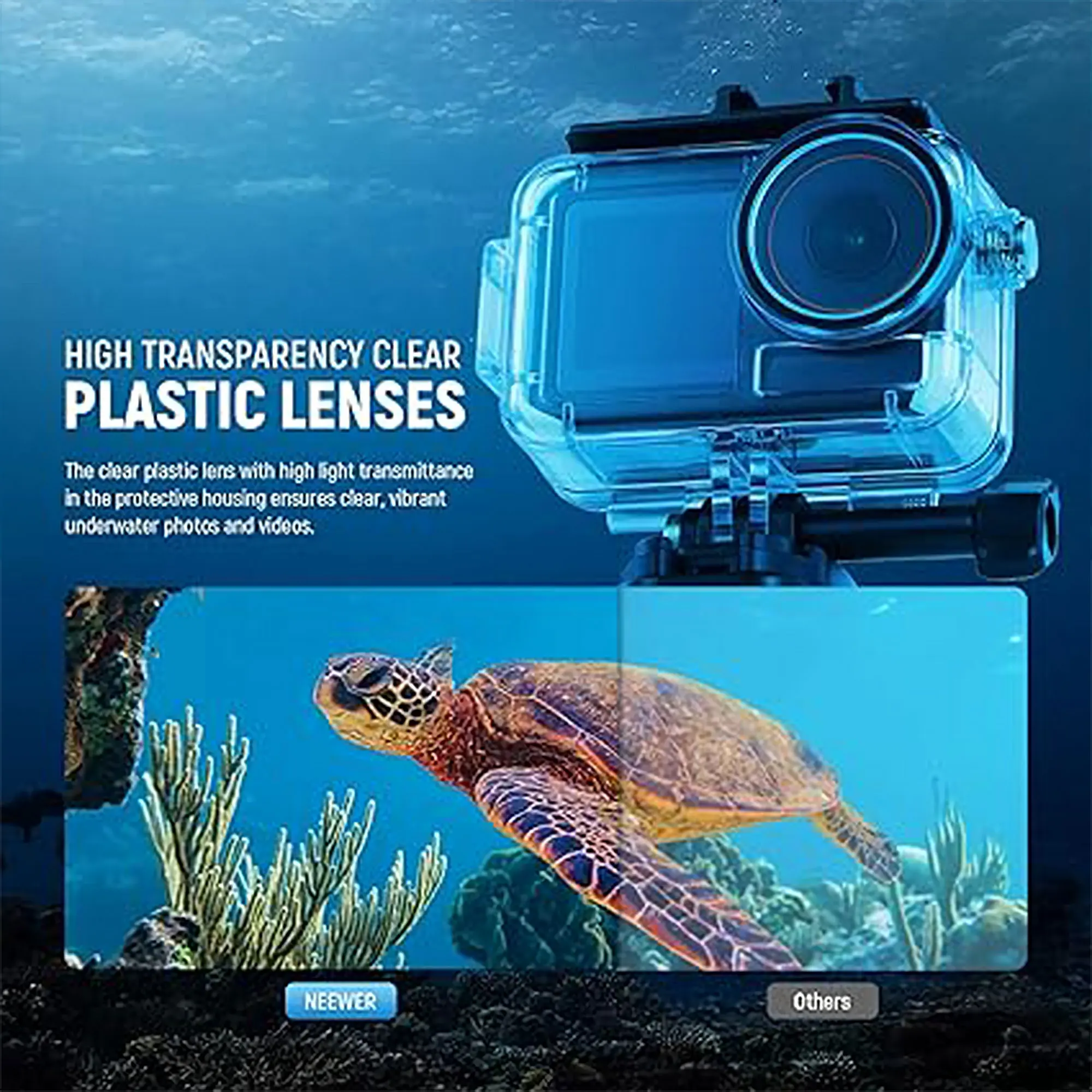 Durable 196FT Waterproof Diving Case for Action Cameras - Ideal for Snorkeling and Underwater Adventures