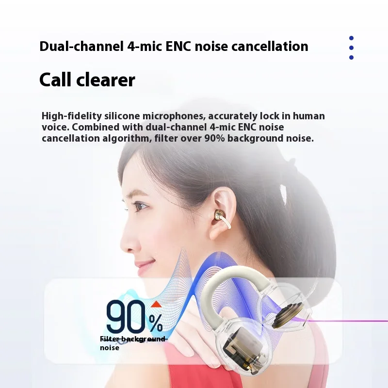 NEW Lifeme C1 클립형 블루투스 이어버드 블루투스 6.0 50ms 저지연 ENC Lifeme L2510 맞춤형 클립 음악 이어폰 노트북용