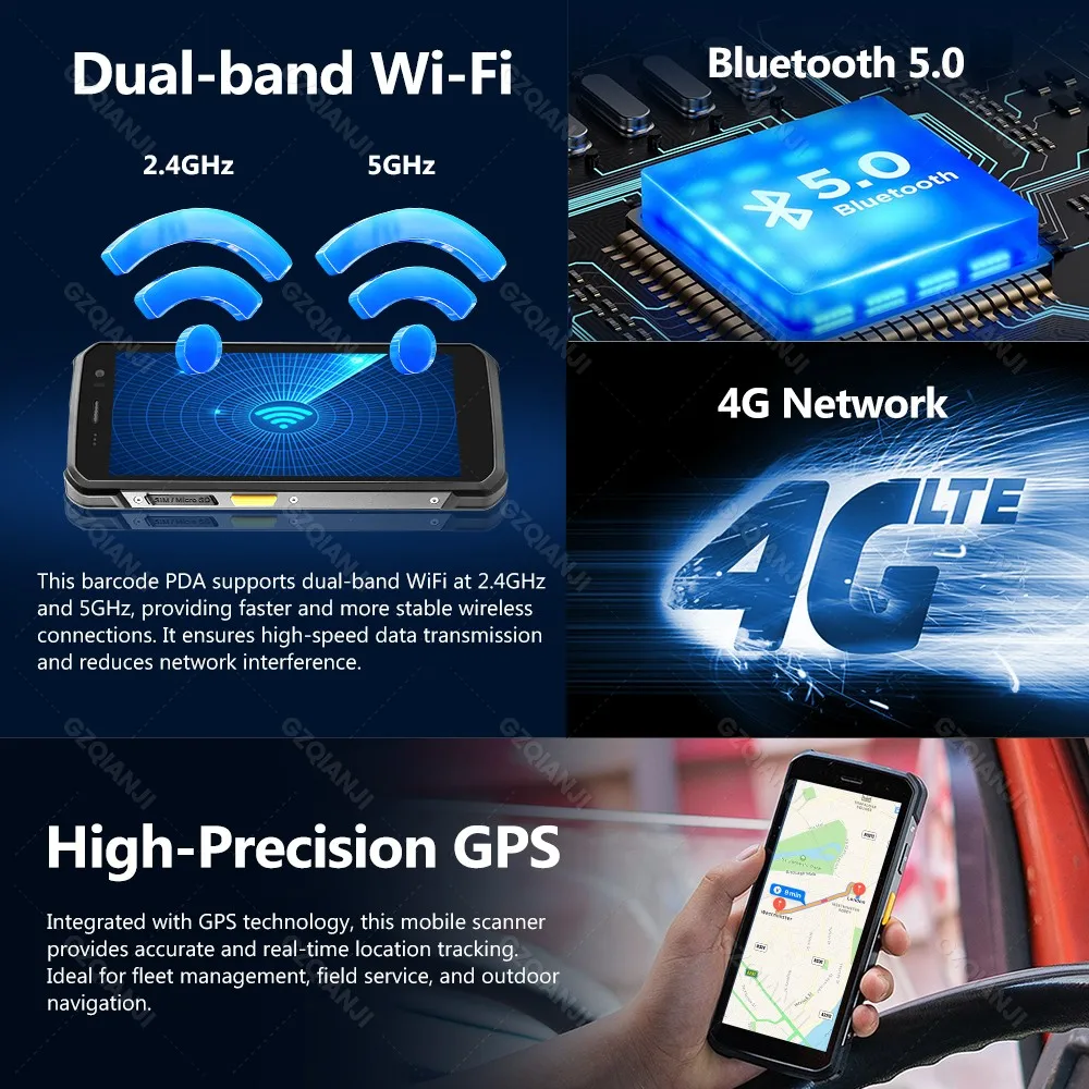 iData T1 Android 10 PDA 4G+64G Large Screen Smart Terminal Data Collctor 1D/2D Scanner Supports Play Store, J&T, Flash, Ninja