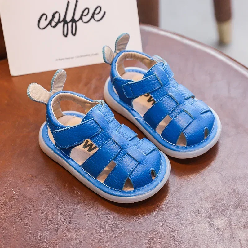 Baby Girls Boys Sandals Summer Children Genuine Leather Shoes Comfortable Infant Toddler Shoes Soft sole Kids Beach Sandals 4