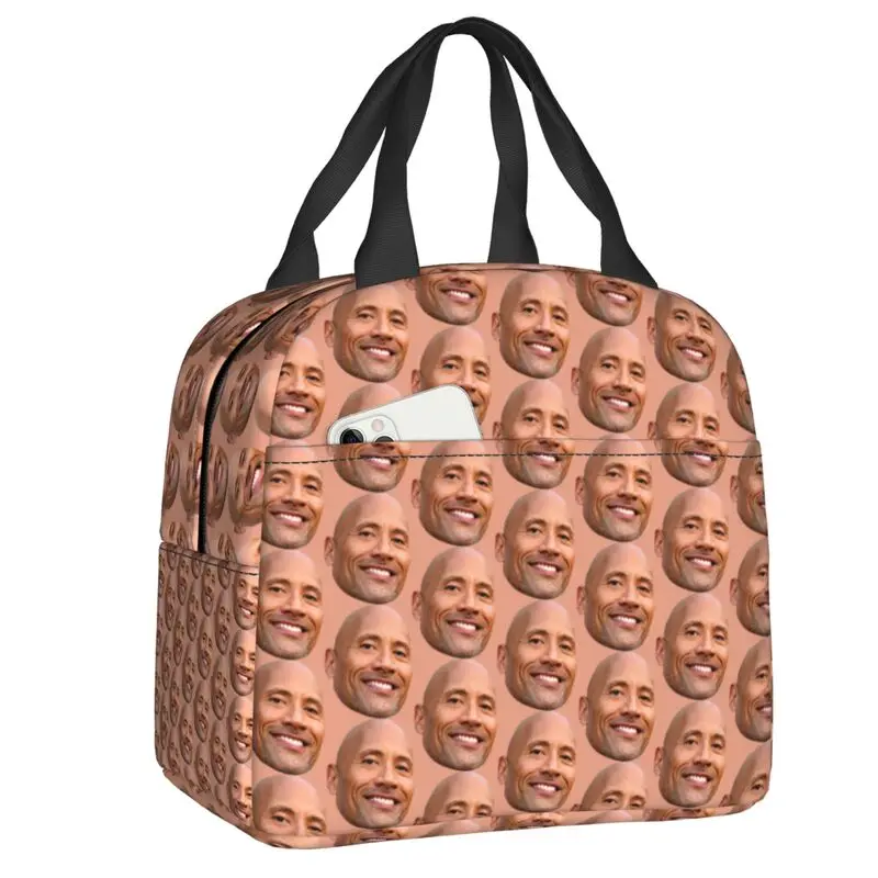 

The Rock Face Dwayne Insulated Lunch Bags for Work School American Actor Johnson Resuable Cooler Thermal Lunch Box Women Kids