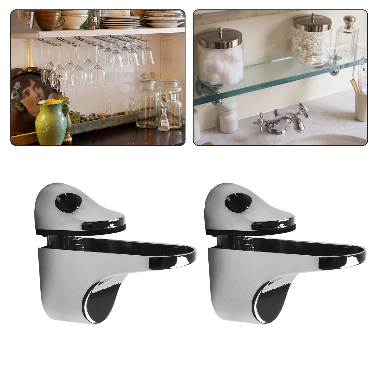 2pcs Zinc Alloy Glass Clamp Adjustable Shelf Clamp Glass Shelf Support Plate Holder Bracket Flat Back For Partition Board Desk