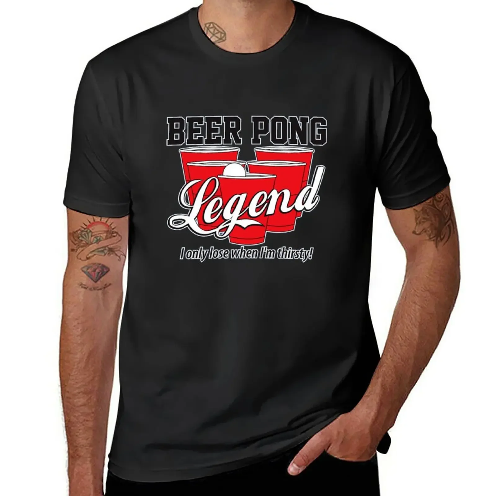 

Футболка с надписью BEER PONG, летние топы, мужская одежда из аниме