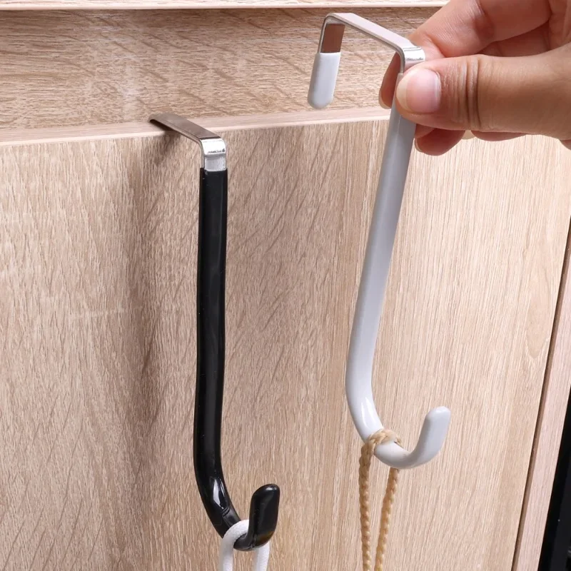 1/6pcs Door Hanger Hooks Stainless Steel S-shaped Cabinet Door Hooks Punch-Free Towel Bag Coat Kitchen Bathroom Organizer storage hook door hook