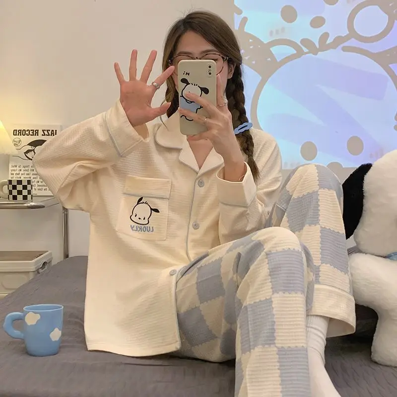 

Sanrio Pochacco Anime Cartoon Kawaii Tracksuit Casual Loose Set The New Printing Sweet Girl Heart Keep Warm Comfortable 2023