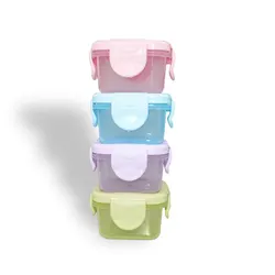 Set of 4 Mini Leakproof and Airtight Food Storage Containers with Lids (As picture shows)