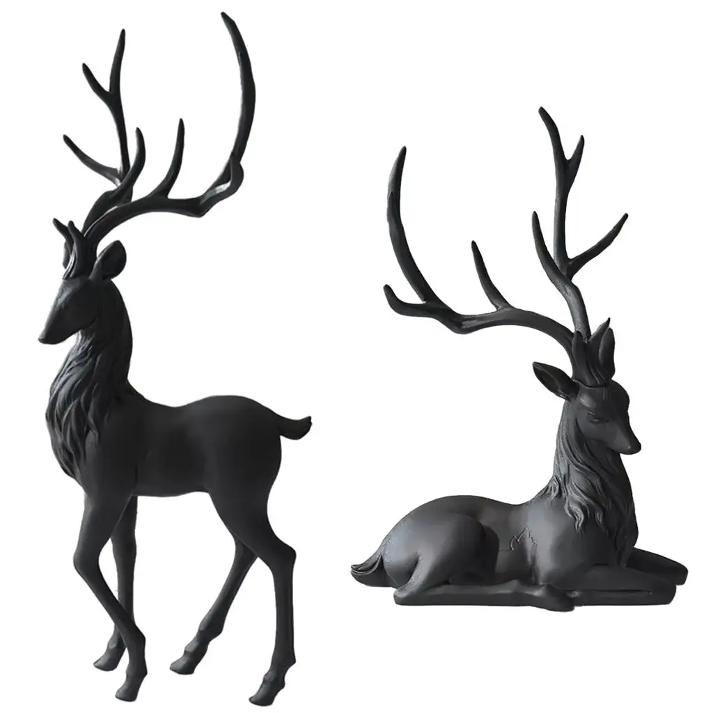 

Deer Decoration Black Reindeer Ornaments for Shelf Living Room Craft Furnishings Elk Reindeer Ornaments Sculptures Home Decor