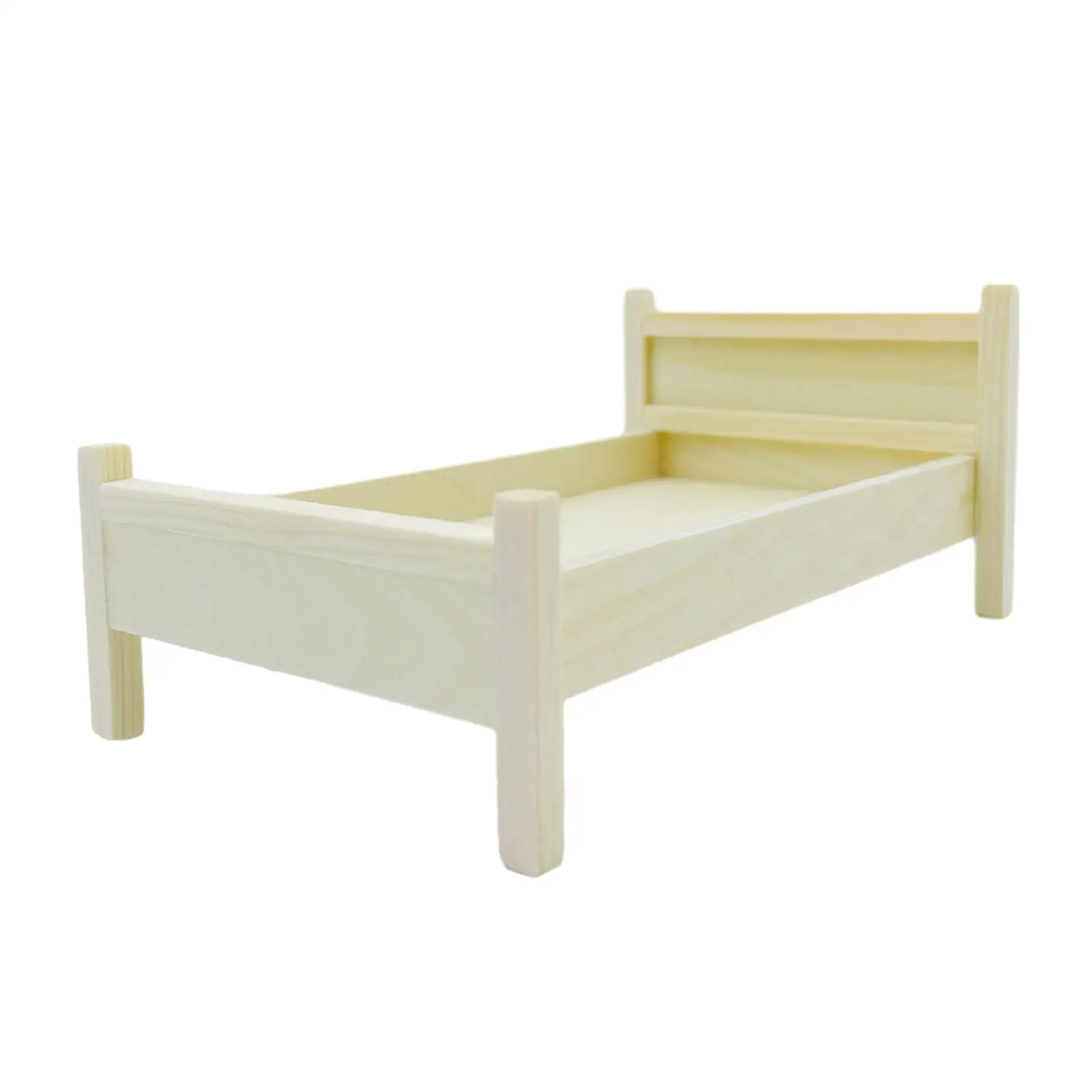 1/12 Scale Dollhouse Wooden Bed Dollhouse Miniature Bed for Photo Props