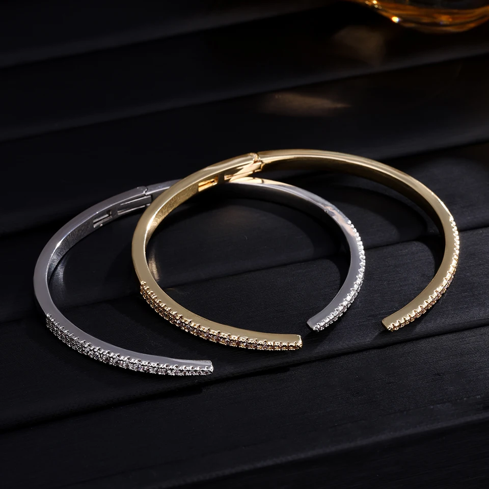Yupsk Classic Sparkling Zircon Open Bracelet Bangle for Women Fashion Popular Jewelry Gift for Europe & United States 6