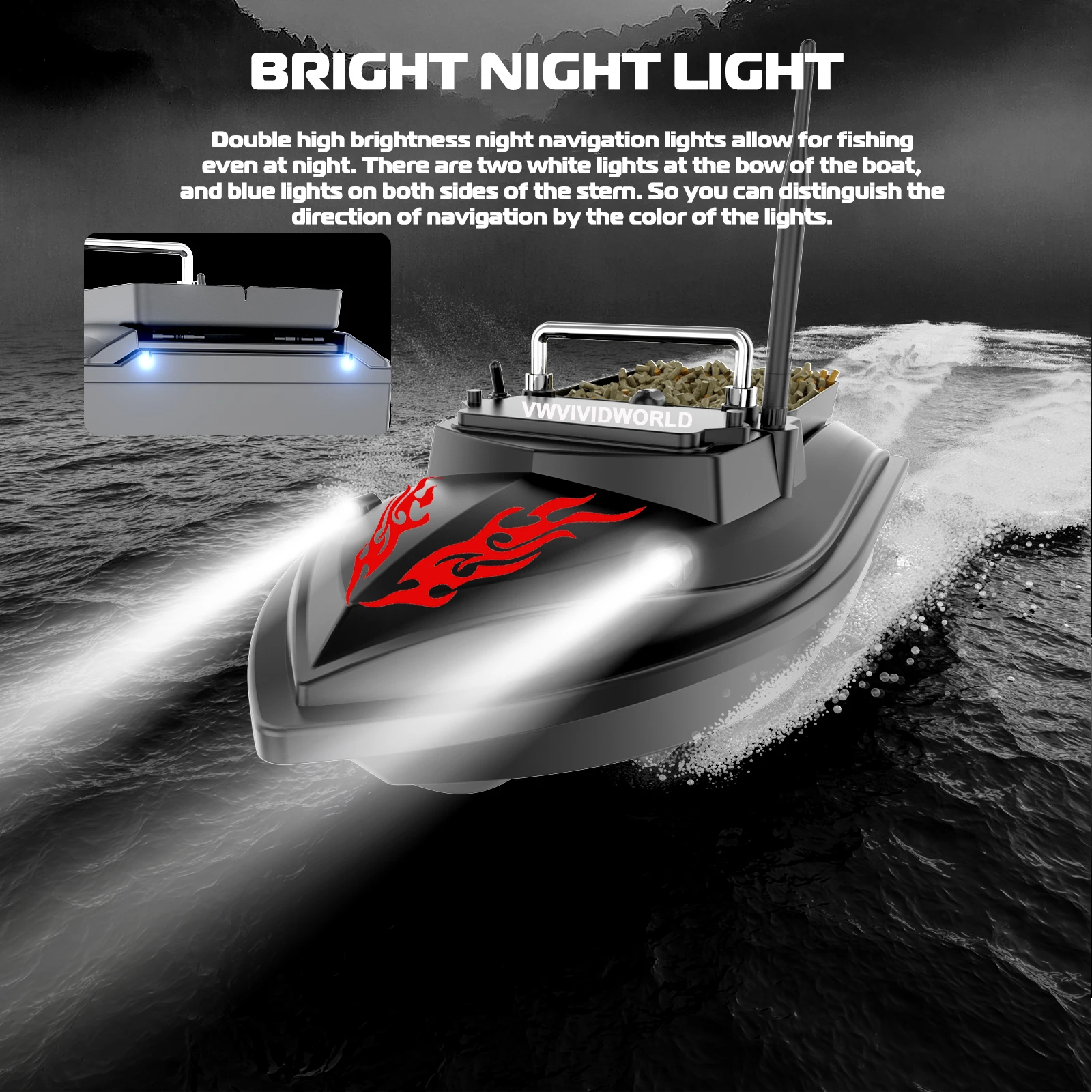 Remote Control RC Fishing Bait Boat 2KG Loaded Fixed Speed Cruise Waterproof High Speed 4 Night Light fishing tools fishing tool fishing tackle