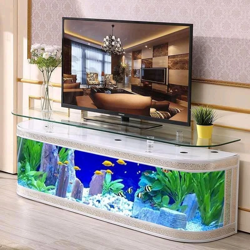 Huishoudelijke Meubels Luxe Glazen Tafel Salontafel Met Tafel En Tv Kast Aquarium| | -