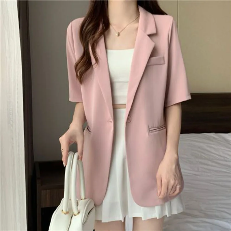 

Ladies Summer Thin Suit 2024 New Korean Suit Jacket Casual Loose Joker Short-Sleeved Shirt Comfortable Casual Temperament Coat