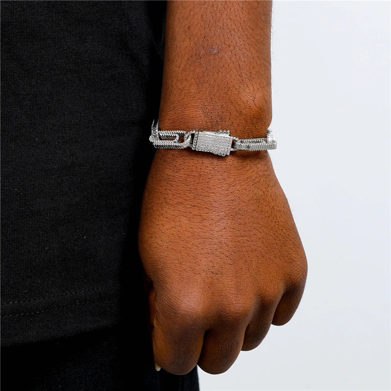 10mm AAA+ Paper Clip Bracelet Hiphop CZ Cuban Link Bracelets Design Gold Silver Color Jewelry Gifts for Women