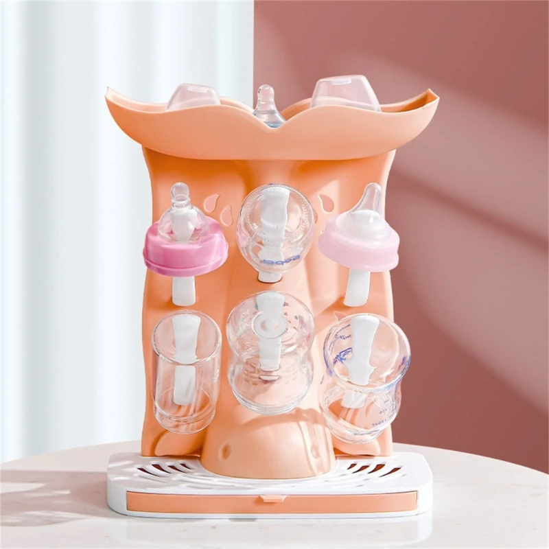 Innovative Baby Bottle Drying Rack ABS Baby Bottle Drying Rack with Modern Appearance Vertical with 6 Pegs for Kitchen