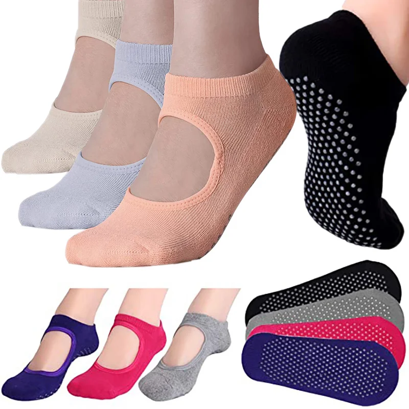 

Yoga Socks for Women with Grip and Non Slip Toe Socks for Ballet Pilates Barre Dance Premium Combed Cotton