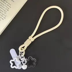 Chic Floral Phone Lanyard with Bell Accents for Everyday Use and Gift Giving (White)