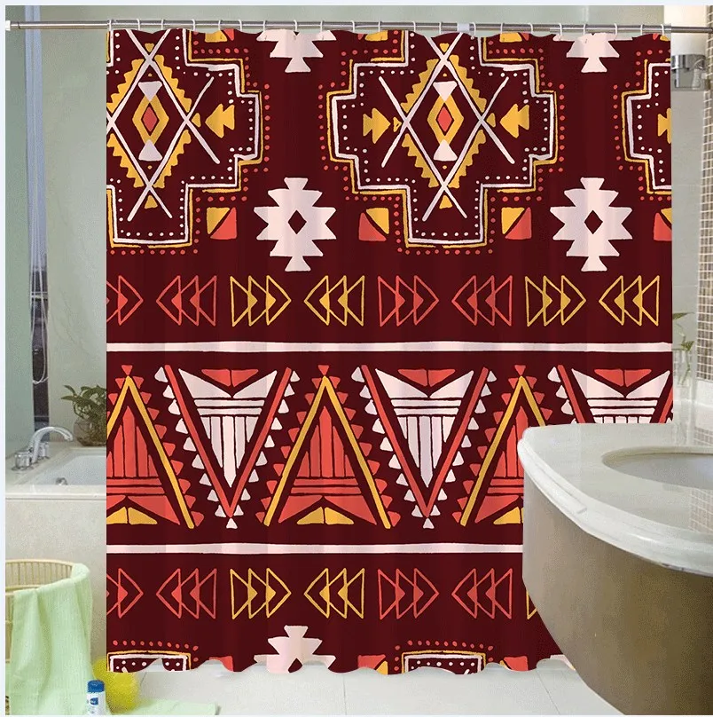 

Треугольная геометрическая занавеска для душа с оранжевым и синим принтом и современные занавески для ванной комнаты домашний декор