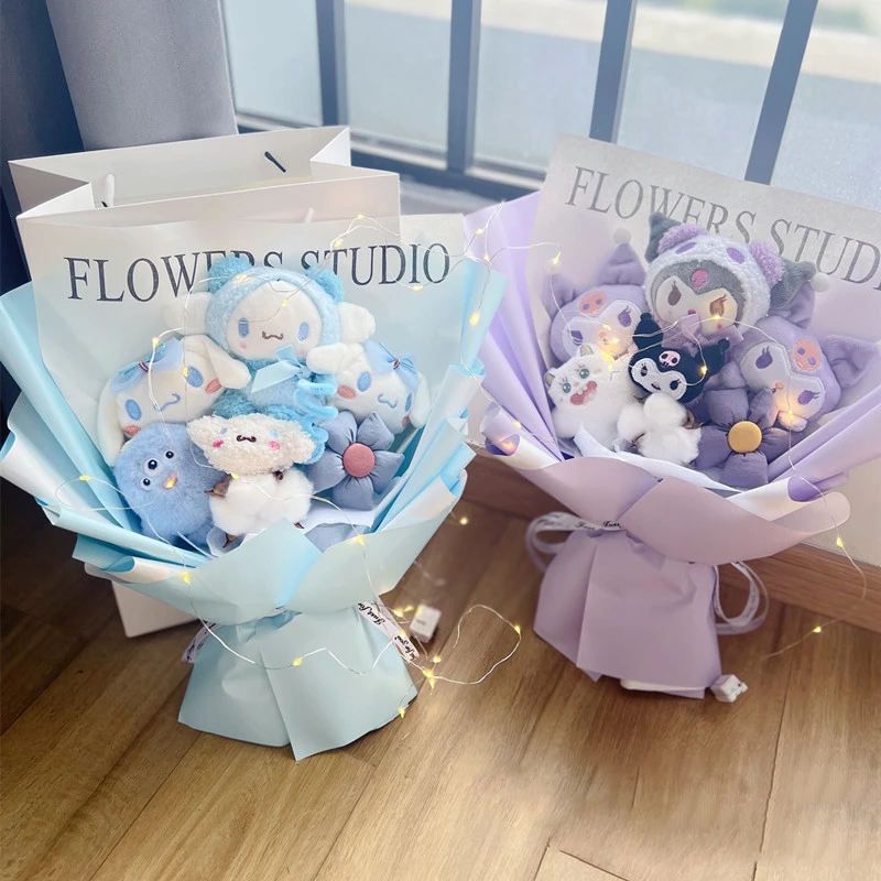

My Melody Anime Kuromi Plush Toy Cinnamoroll Handmade Cartoon Flower Bouquet Valentine's Day Christmas Birthday Holiday Gifts