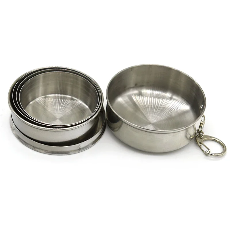 Stainless Steel Folding Cup 75ml/150ml/250ml Portable Outdoor Travel Camping Telescopic Cup Keychain Water Coffee Handcup Stainless Steel Cups Folding Cup