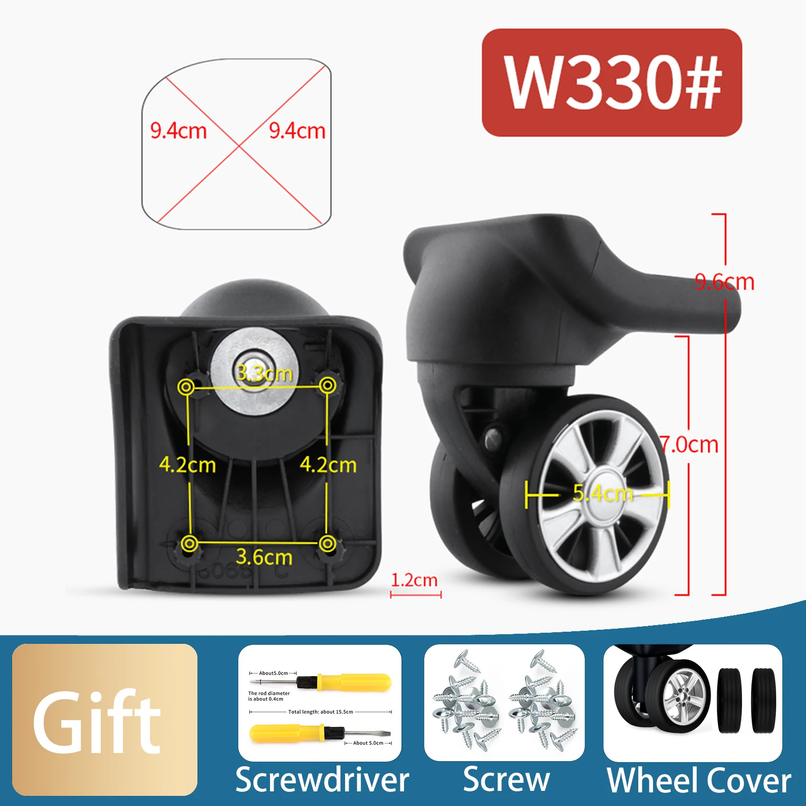 W330 Luggage Left & Right Wheel Easy To Carry Trolley Suitcase Casters Accessories Universal Travel Suitcase Wheel Suitcase Set