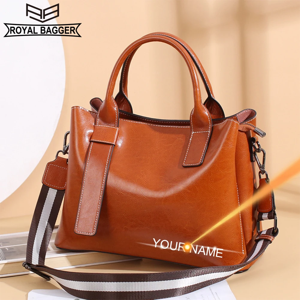 

Royal Bagger Handbags for Women Genuine Cow Leather Ladies Fashion Crossbody Shoulder Bag Large Capacity Top-Handle Bags 6002