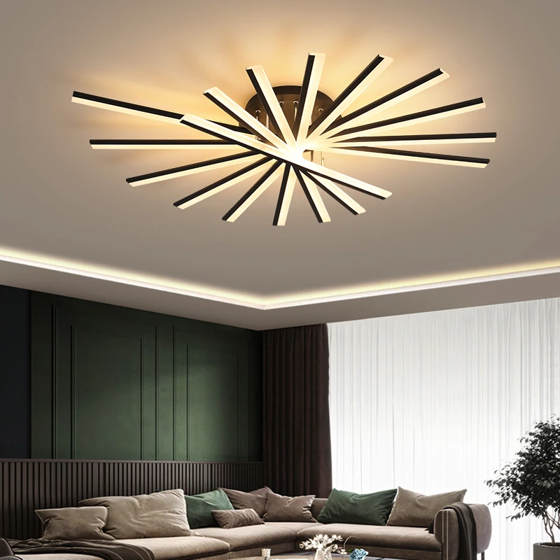 

128W/95W/64W Acrylic and Iron LED Ceiling Lamp Living Room Dining Room Bedroom Rear White/Black Modern Ceiling Light