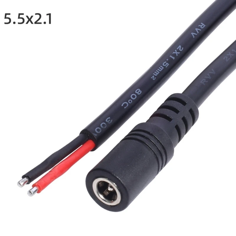 587D 5개 DC5521 전원 피그테일 케이블 수/암 커넥터 5.5x2.1mm 어댑터 베어 와이어