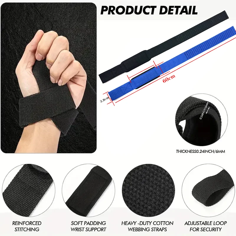 Adjustable Non-Slip Weightlifting Wrist Support Straps for Strength Training and Fitness