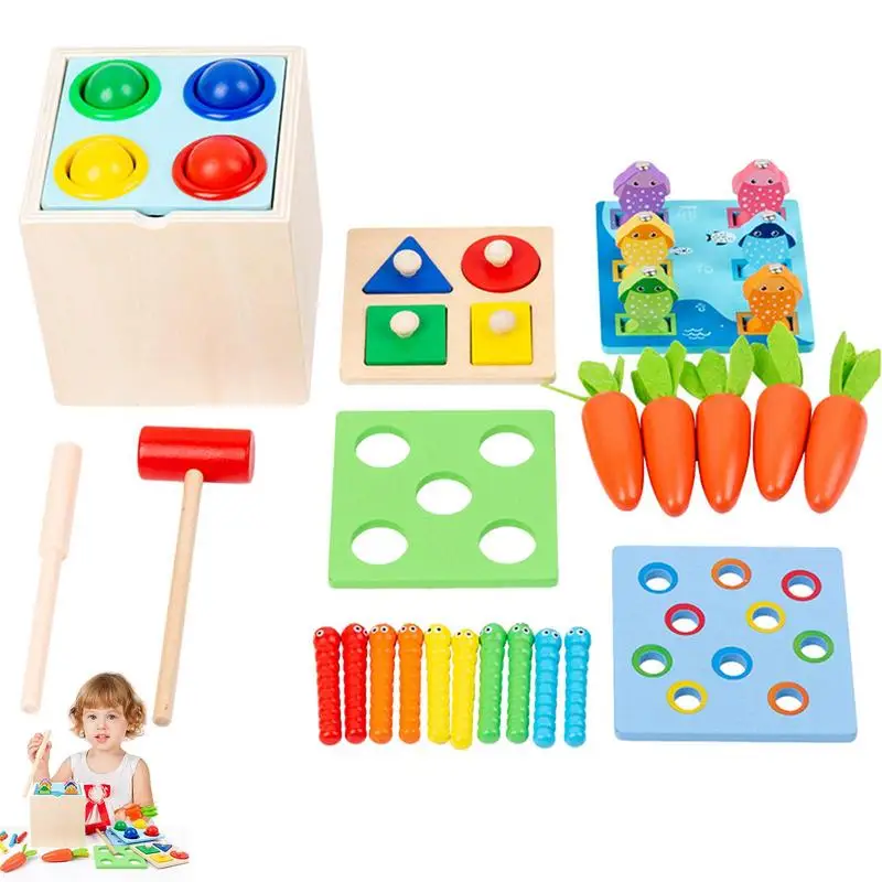 

Montessori 5 In 1 Toy Durable Montessori Box Wooden Toys Matching Game For Over 1-Year-Old Object Permanence Box Coin Box