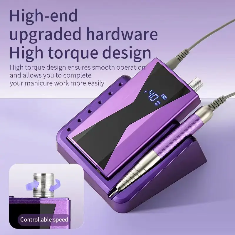 Brushless Nail Drill Lasting 40000RPM Nail Drill Machine 85W Handle Manicure Portable Tool Nail Drill 6