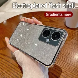 Gradient Glitter Plating Soft Phone Case for OnePlus ACE2V (Silver)
