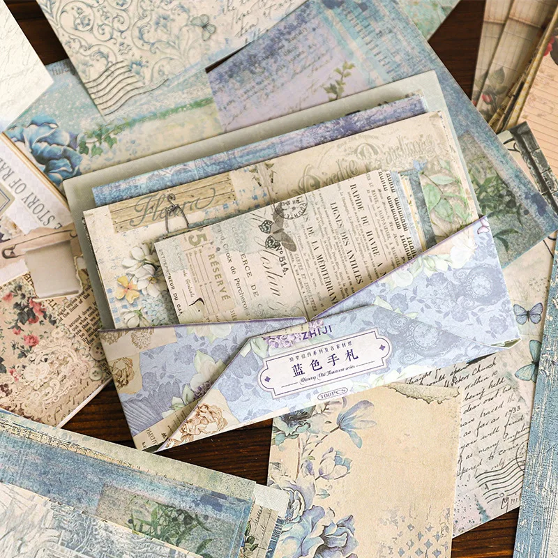 100 pcs Vintage multi-dimension material scrapbook paper Decorative Hand Account Diary Album Scrapbooking Background paper Craft Supplies craft paper scrapbooking material scrapbook materials scrapbooking paper