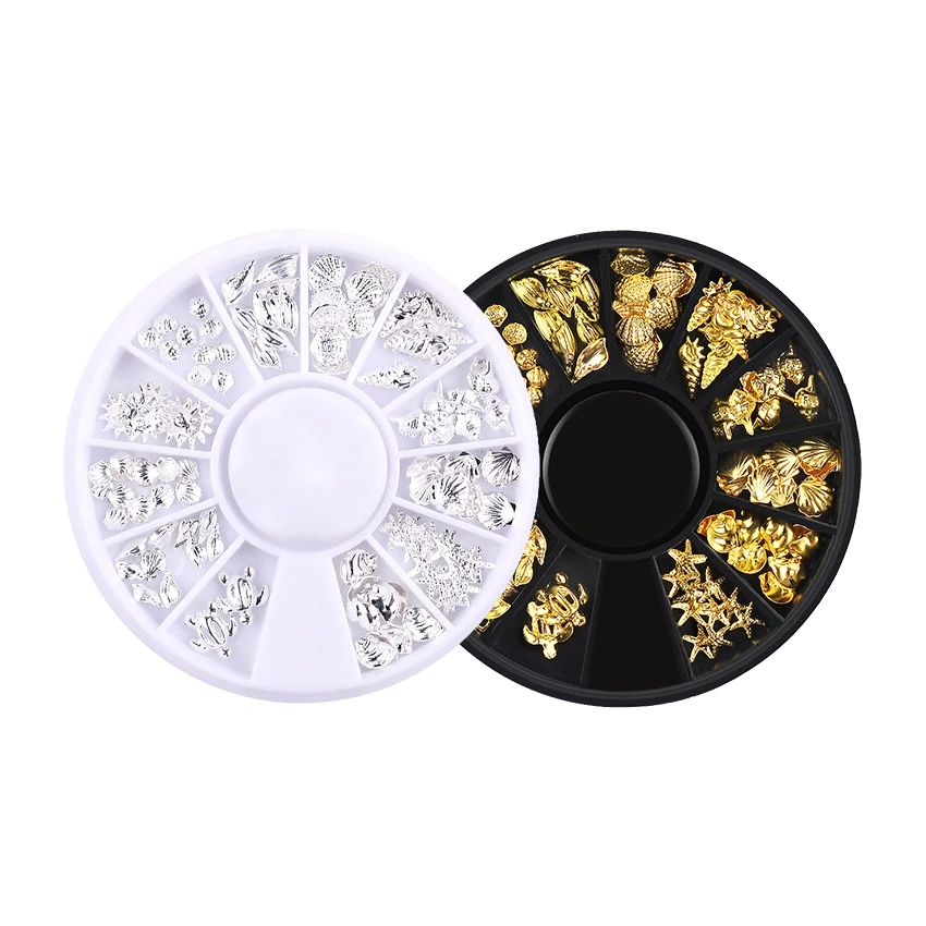 

Gold Silver Mixed Hollow Metal Frame 3D Nail Art Decorations Ocean Seashell Metallic Studs Rivets DIY Manicure Accessories
