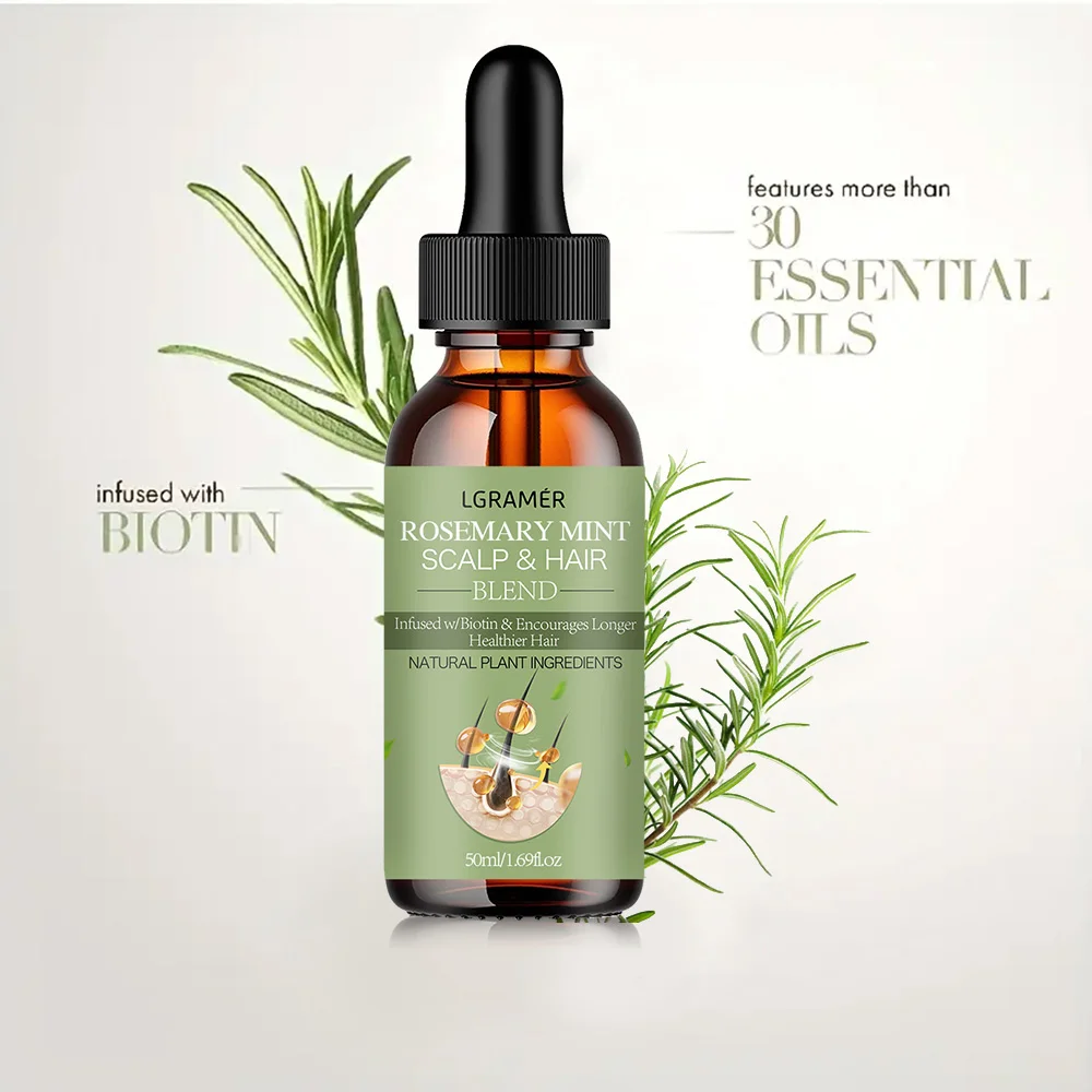 Hair Growth Essential Oil Rosemary Mint Hair Strengthening Oil Nourishing Treatment for Split Ends Dry Organics Care