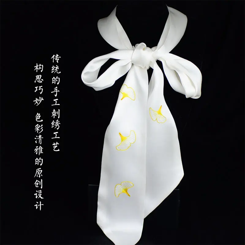 

High end handmade Suzhou embroidery, embroidery, ribbons, thin and narrow scarves, tie up scarves, long scarves, scarves, summer