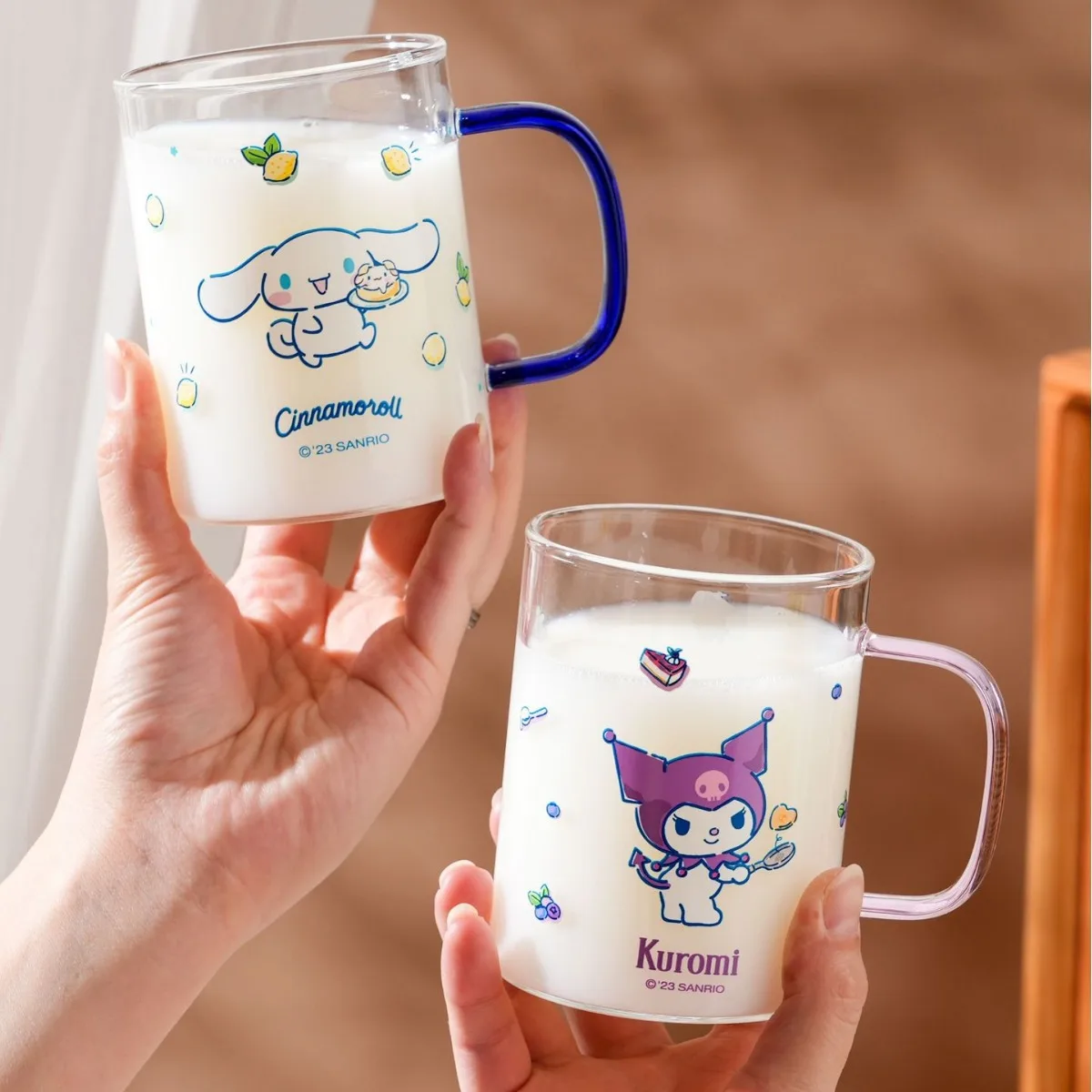 

360 мл кавайная чашка Sanrio Kuromi моя мелодия понравико мультяшная стеклянная чашка Милая Бытовая чашка для воды с покрытой ложкой детский подарок