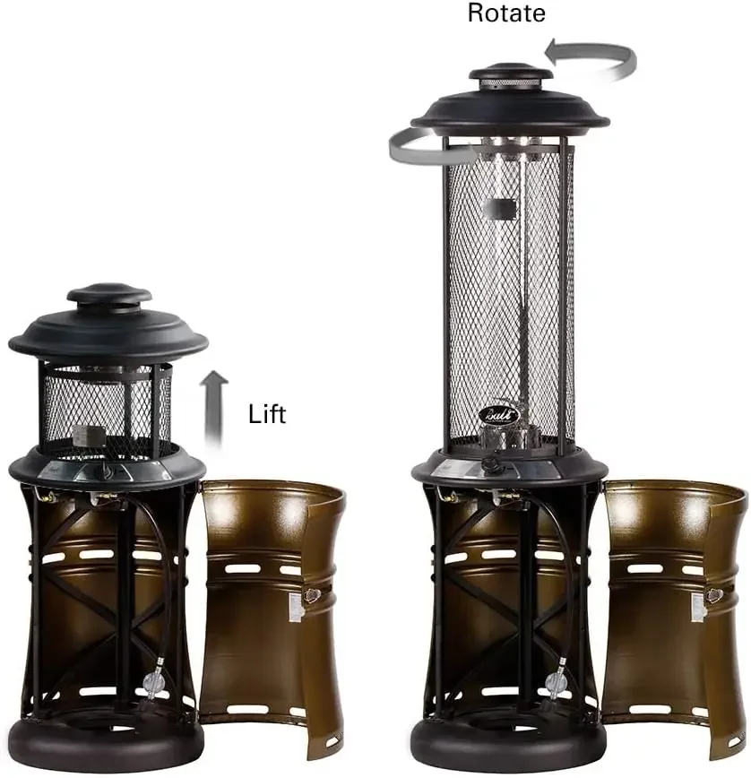 Propane Gas Patio Heater with Glass Flame and Wheels 3