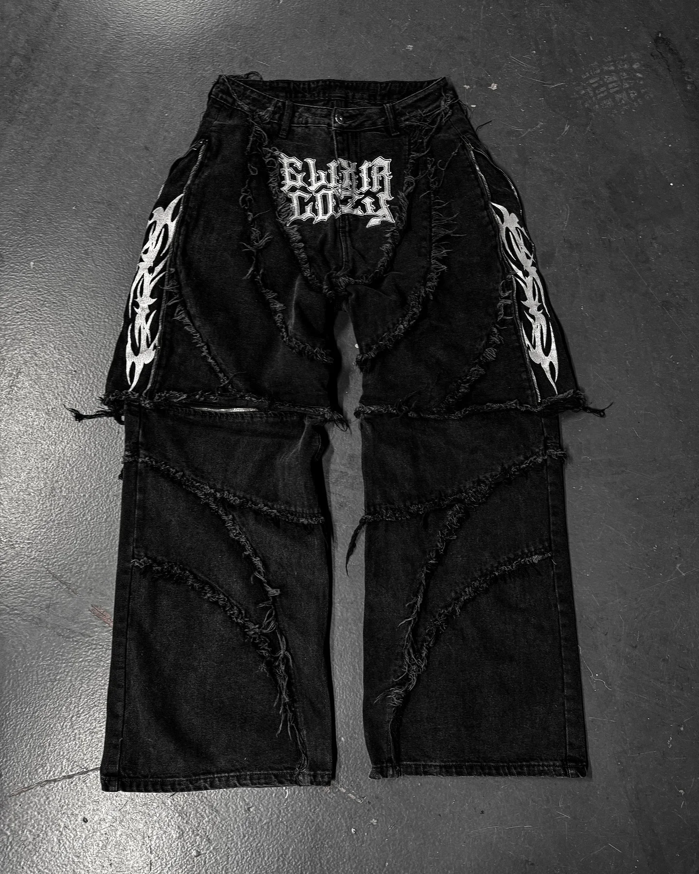 Elixir X Cozy Detachable Jeans Retro Punk Streetwear Ziipper