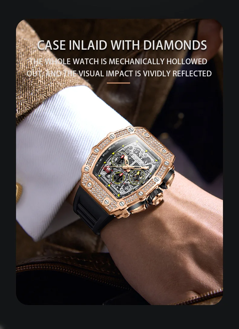 Orologio da uomo con design unico e alla moda, orologio da uomo con nastro impermeabile meccanico completamente automatico ONOLA, orologio da uomo_voghion.com