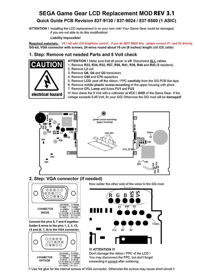 Sega Game Gear Lcd Mod Sega Game Gear Lcd Kit Sega Game Gear Screen
