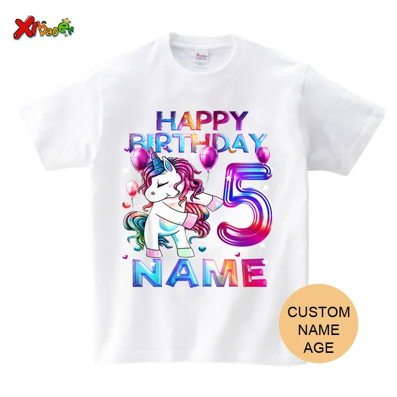 

Birthday T Shirt for Girls Unicorn Personalized Name Princess Family Matching Outfits 2024 Toddler T-shirt Family Look 6 Years