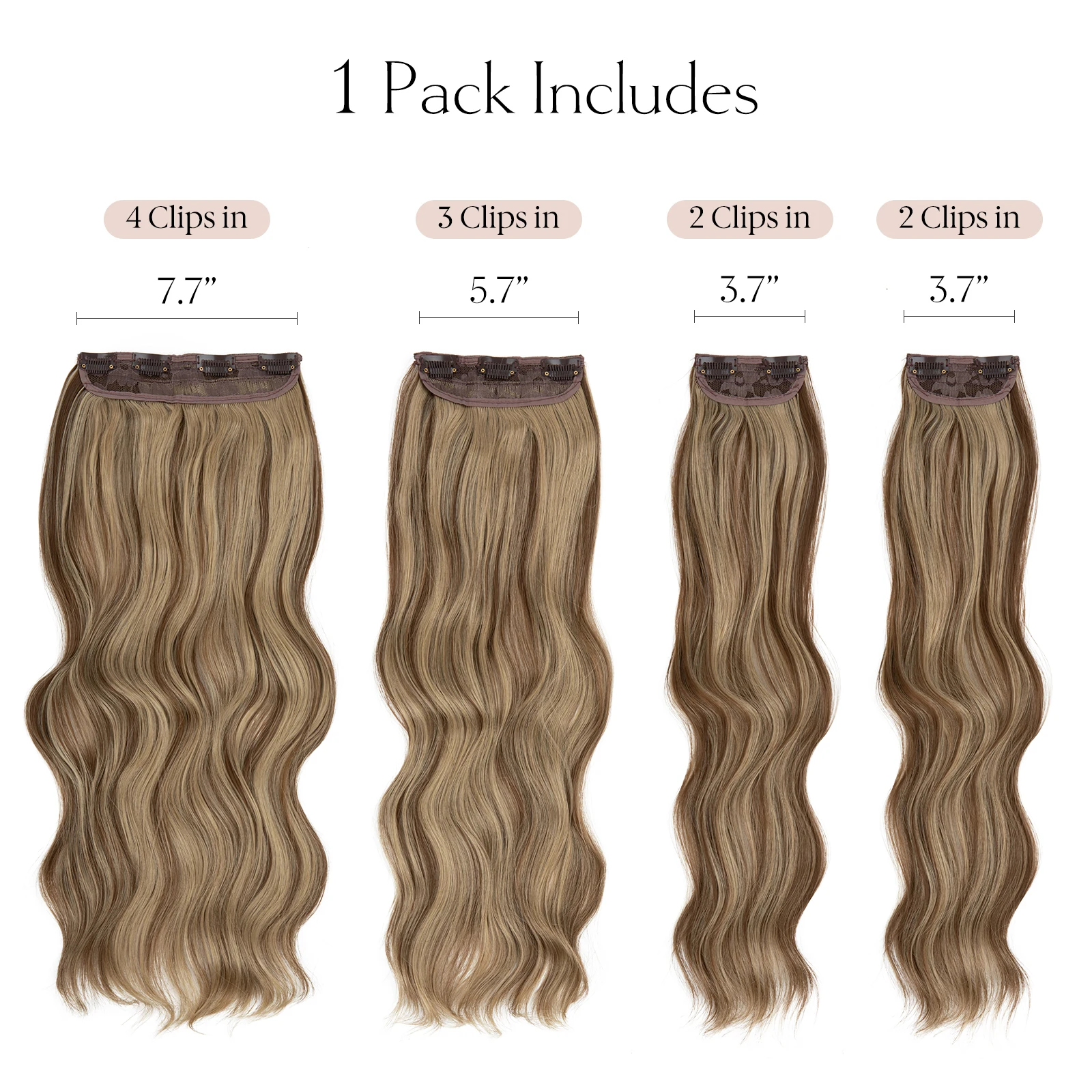 SARLA Synthetic Long Wavy Clip In Hair Extensions 22" 4pcs/set Thick Hairpiece For Women Brown Blonde Black Natural Fake Hair