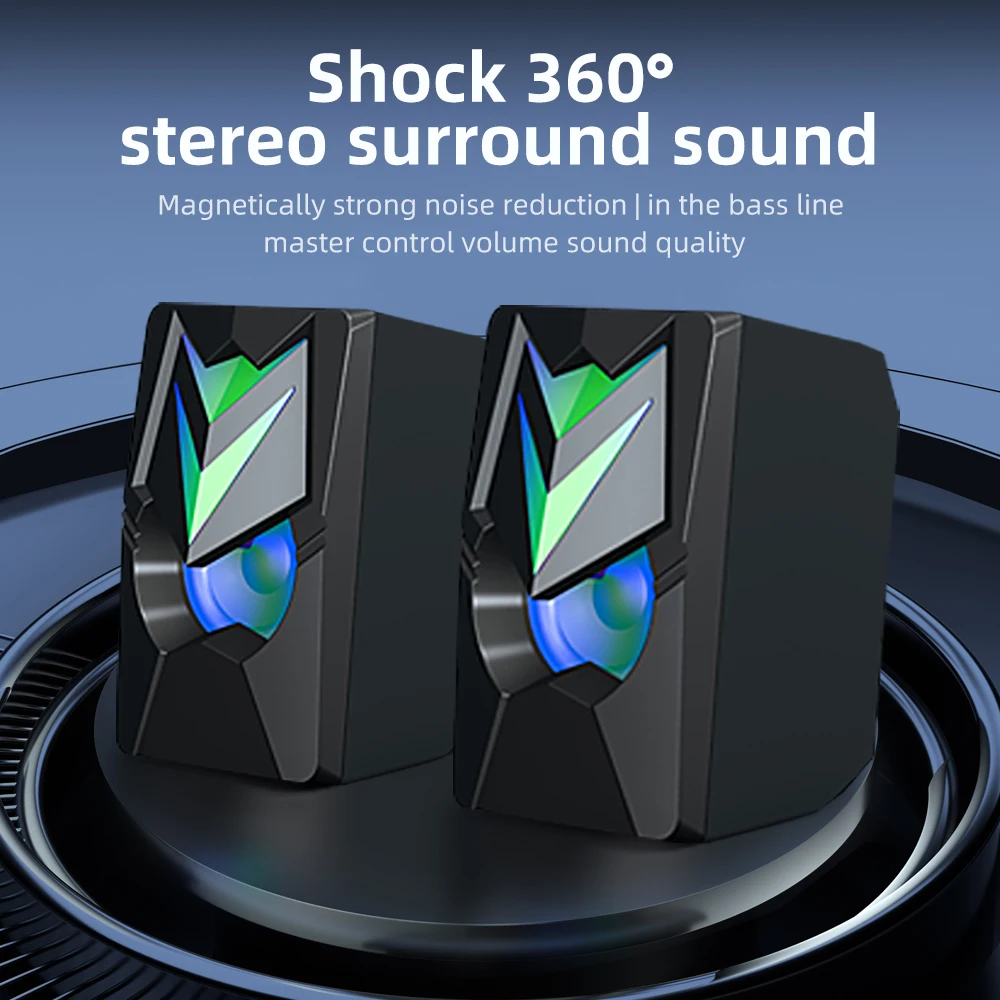 

COOMAER C106 Desktop PC Speakers RGB 7 Colors USB Portable Stereo Bass 2.0 Wired Hifi Subwoofer For Laptop Computer Loundspeaker