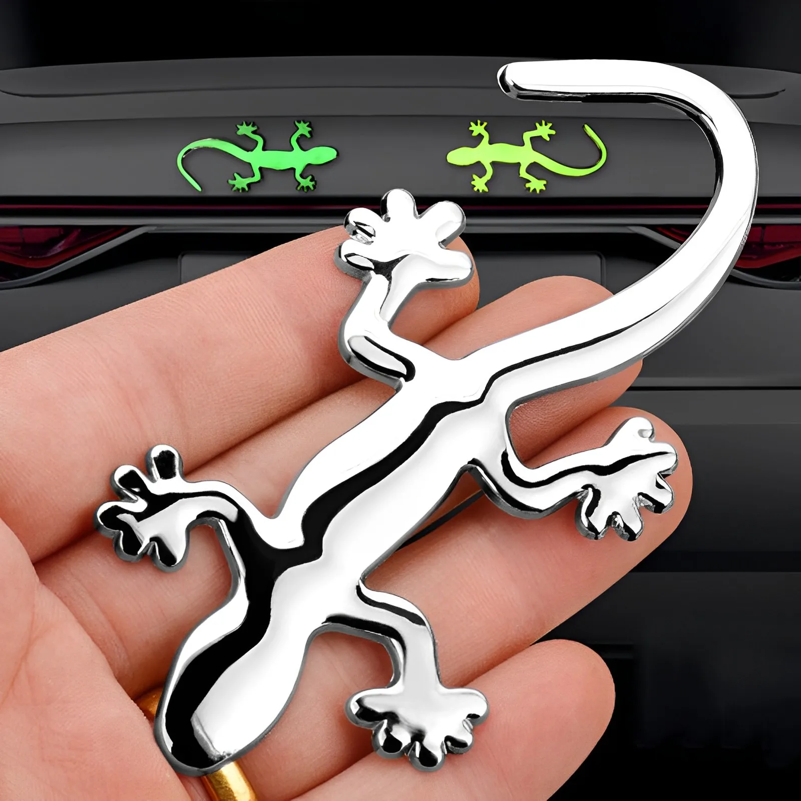 

Metal 3D Gecko Stickers Reflective Car Stickers Night Driving Safety Warning Stickers Car Styling Decor Car Exterior Accessories