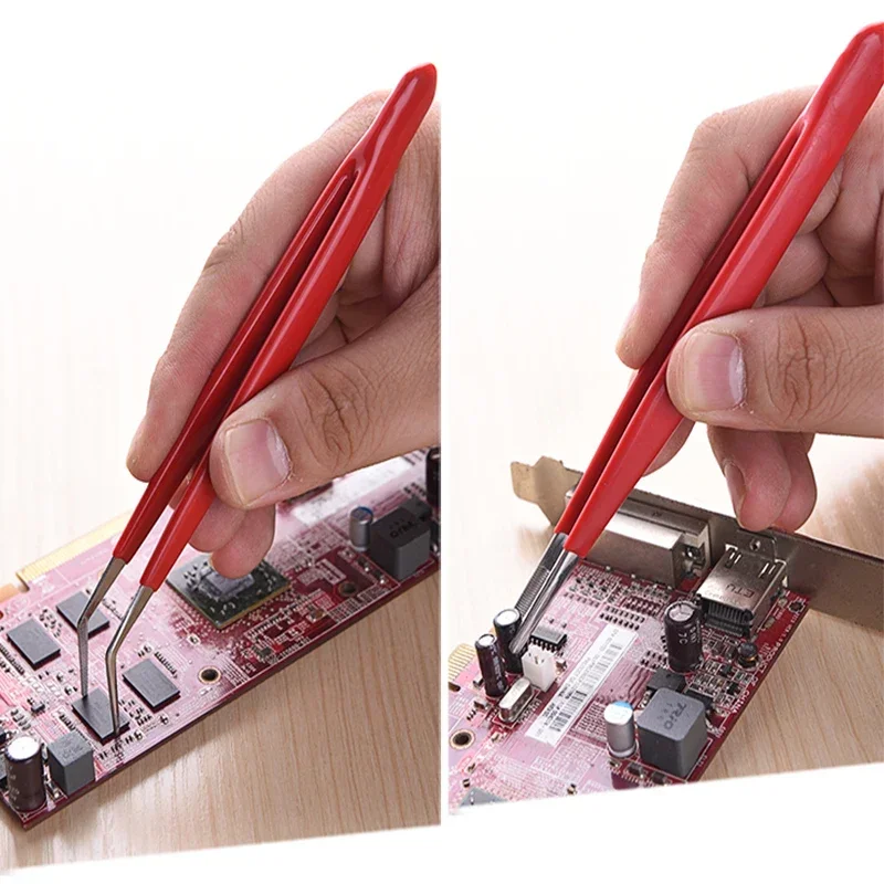 Precision Tweezers Insulated Stainless Steel 160mm For Phone Repair